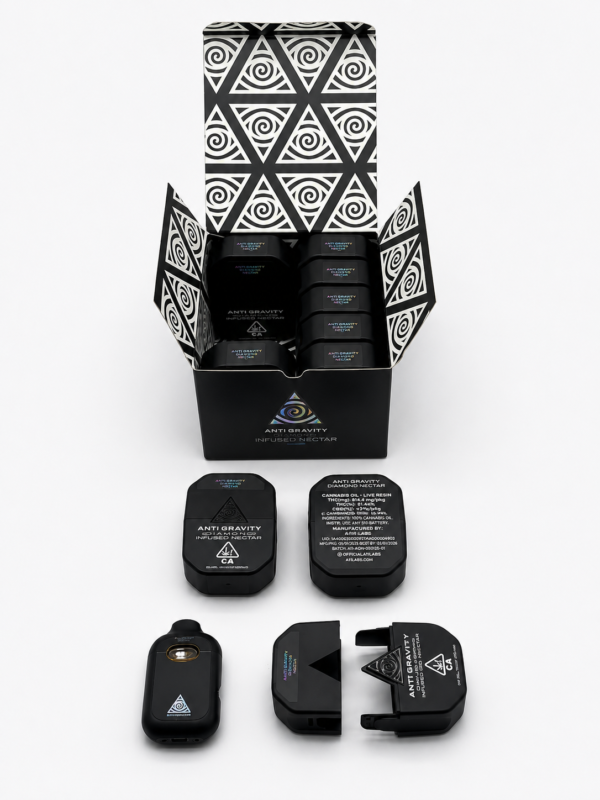 Anti Gravity 2G Disposable wholesale case featuring Liquid Live Diamonds 2.0G all-in-one vape packaging in black finish.