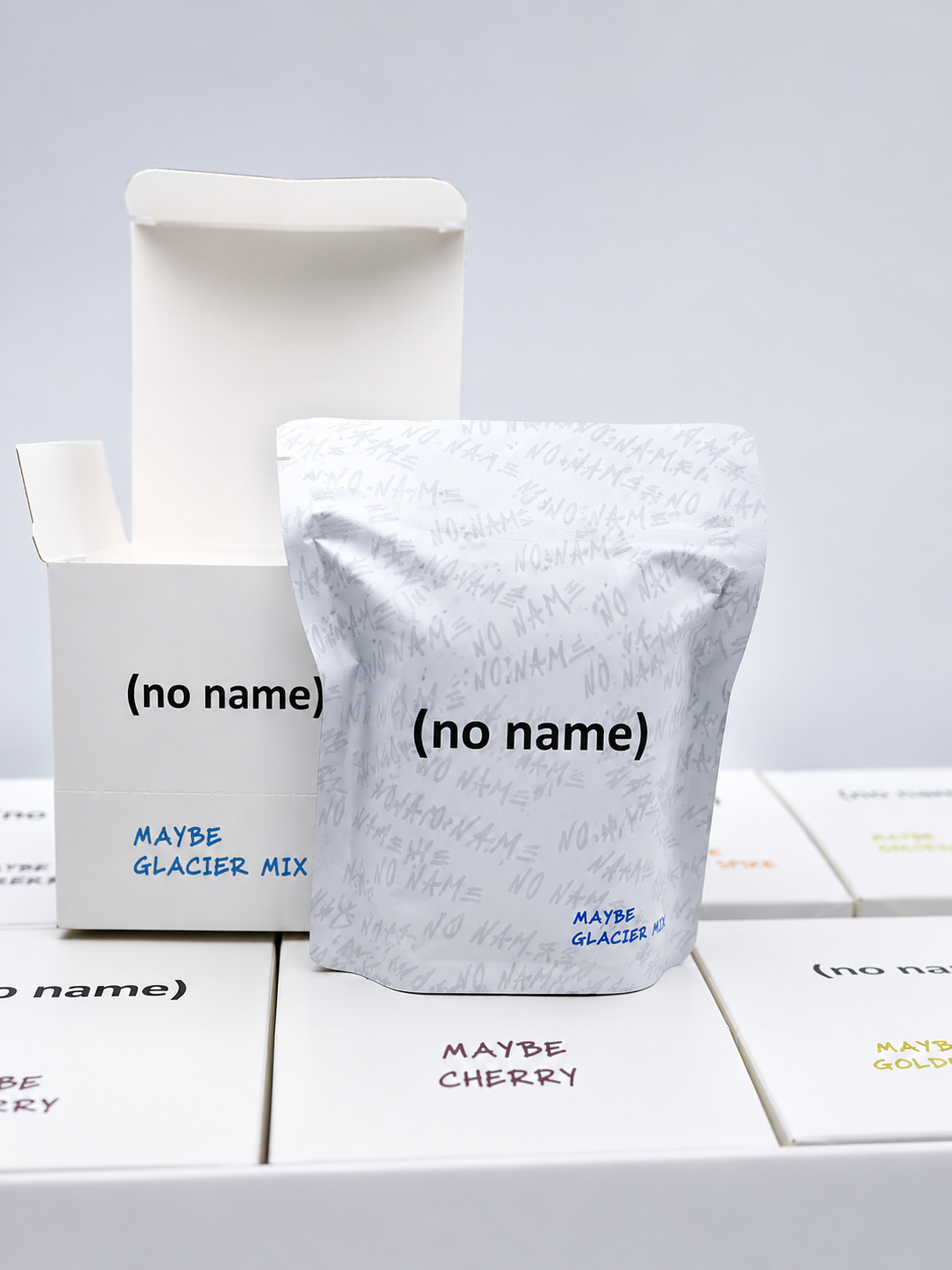 No Name 2G Disposable vape packaging with white retail boxes and color-coded flavor labels