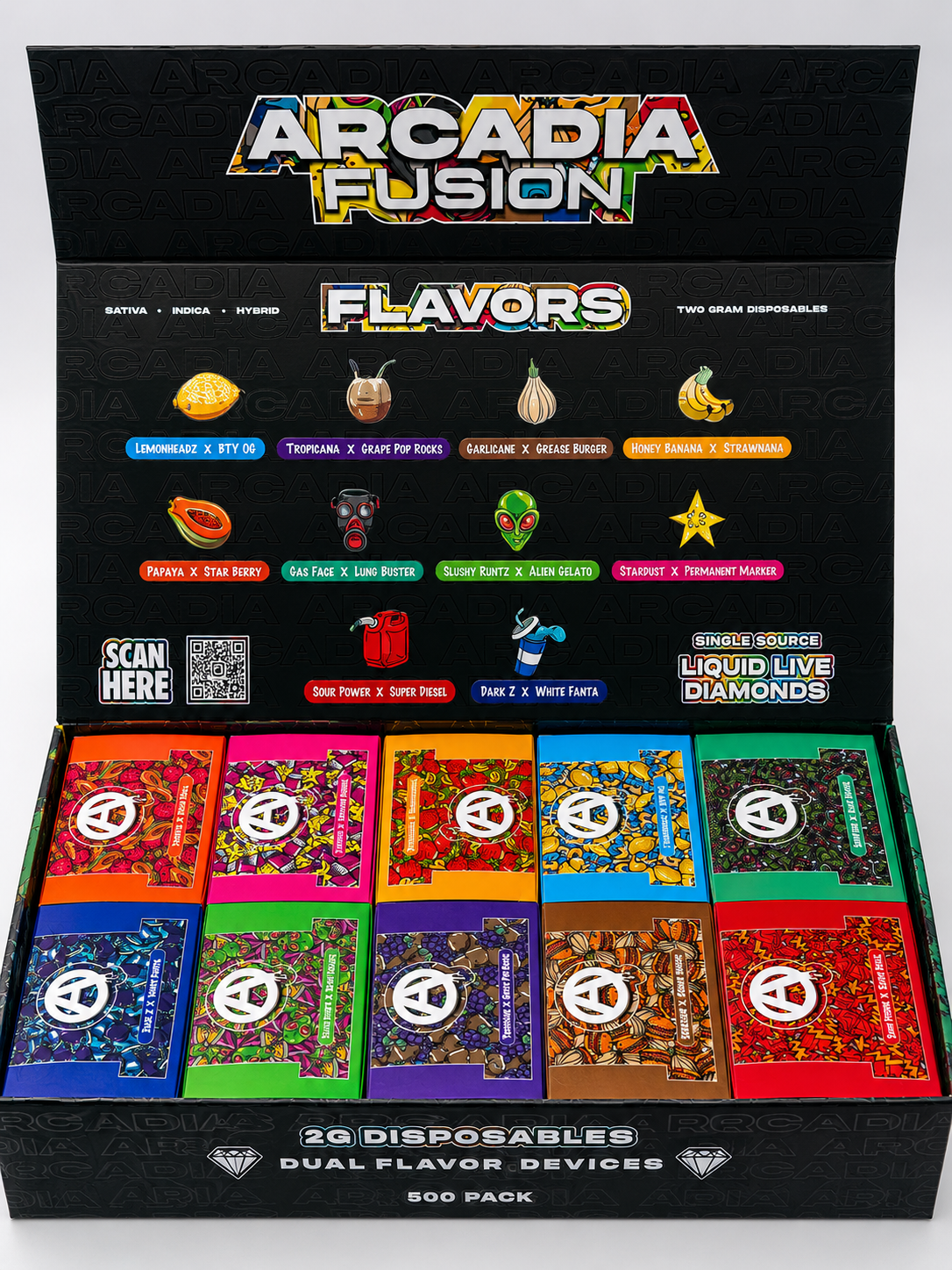 Arcadia Fusion 2G Disposable dual flavor retail display box