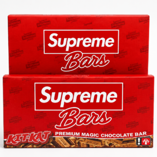 Supreme Mushroom Chocolate Bars Kit Kat red package with Supreme Bars display box