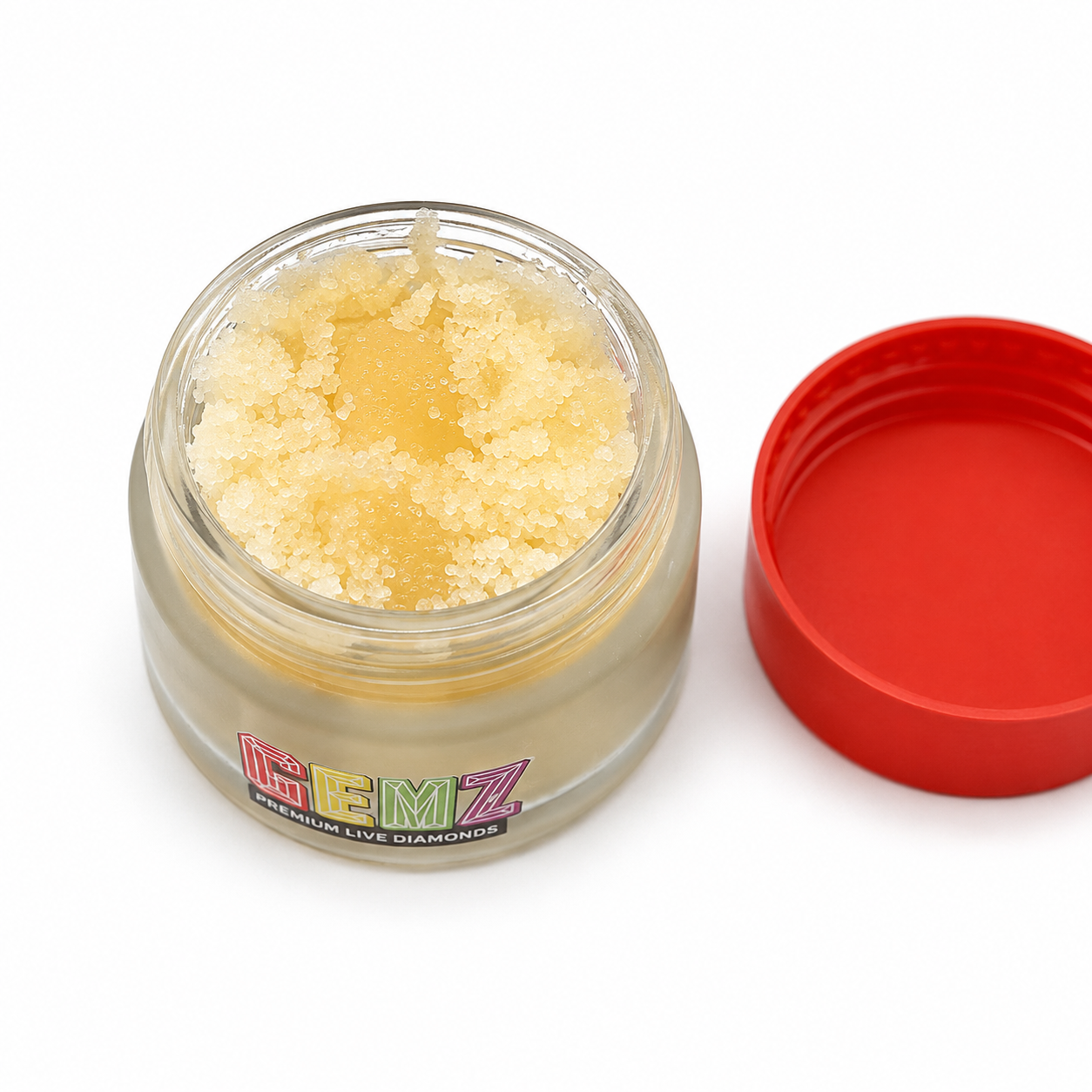 Gemz Sugar Diamonds Extracts wholesale display featuring premium sugar diamond concentrate jars with Indica, Hybrid, and Sativa strain selection.