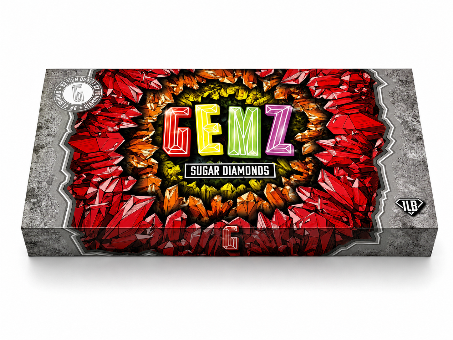Gemz Sugar Diamonds Extracts wholesale display featuring premium sugar diamond concentrate jars with Indica, Hybrid, and Sativa strain selection.